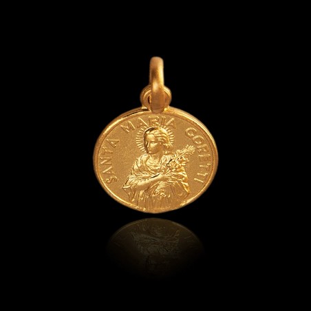 Święta Maria Goretti.  Medalik złoty. 12 mm.  1,7 g   Gold Urbanowicz