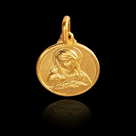 Matka Bożej Opatrzności. Złoty medalik  na chrzest.   Gold Urbanowicz jubiler online Toruń