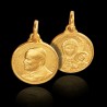 Złoty medalik dwustronny. Matka Boska Częstochowska, św Jan Paweł II, 14 mm, Gold Urbanowicz jubiler Bydgoszcz