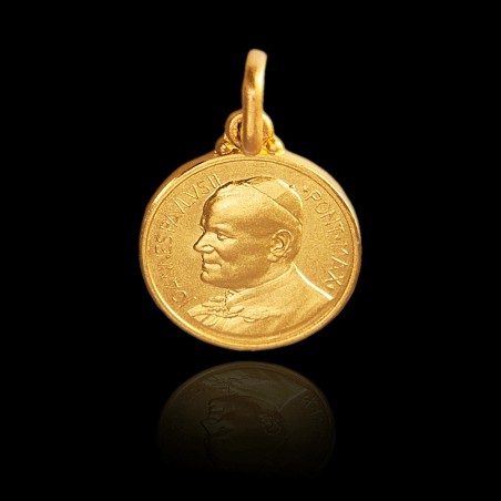 Gold Urbanowicz - Matka Boska Częstochowska, św Jan Paweł II, 14 mm, Złoty medalik
