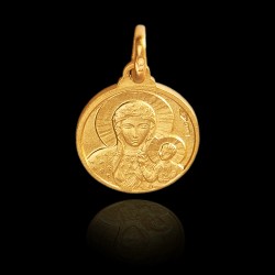 Medalik ze złota 585 - Matka Boska Częstochowska, św Jan Paweł II,  14 mm, Złoty medalik Gold Urbanowicz