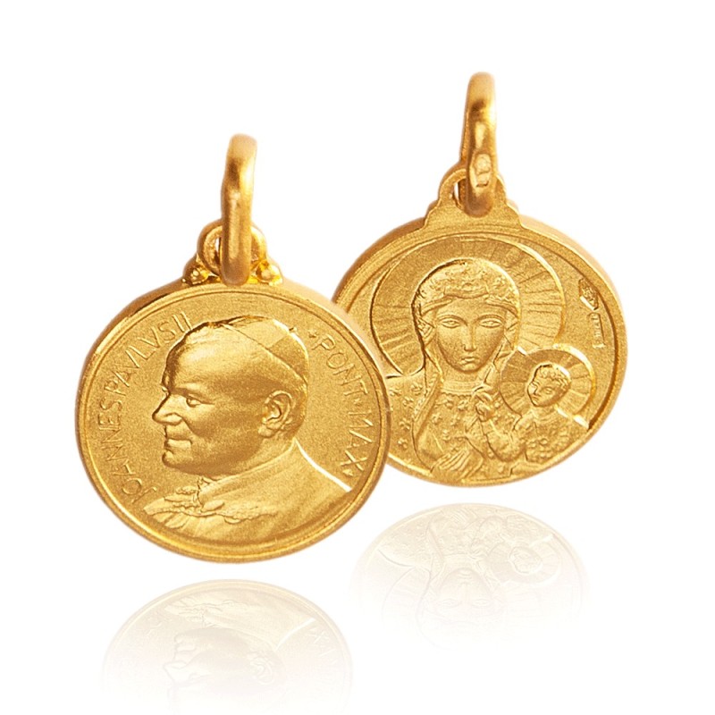 Matka Boska Częstochowska, św Jan Paweł II, 3 g 14 mm, Złoty medalik Gold Urbanowicz Matka Boska Częstochowska, św Jan Paweł II, 3 g 14 mm, Złoty medalik Gold Urbanowicz