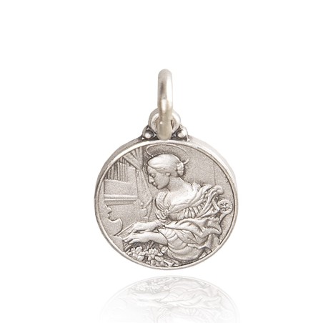 Święta Cecylia. patronka muzyki kościelnej. Medalik srebrny.  14 mm. 2.0 g Gold Urbanowicz