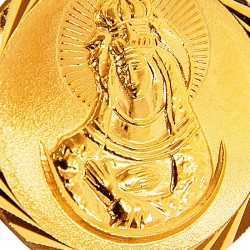 Matka Boska Ostrobramska. Złoty medalik,  1.2 g,  13 mm  g 